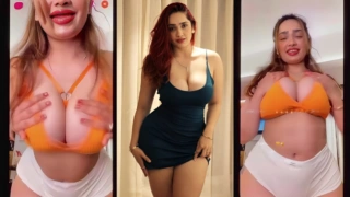 Busty Aditi Mistry goes topless on live and teases viewers while pressing her big boobs
