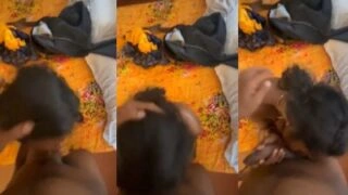 Desi Girl Sneaks A Sloppy Blowjob To Her Cousin On The Low